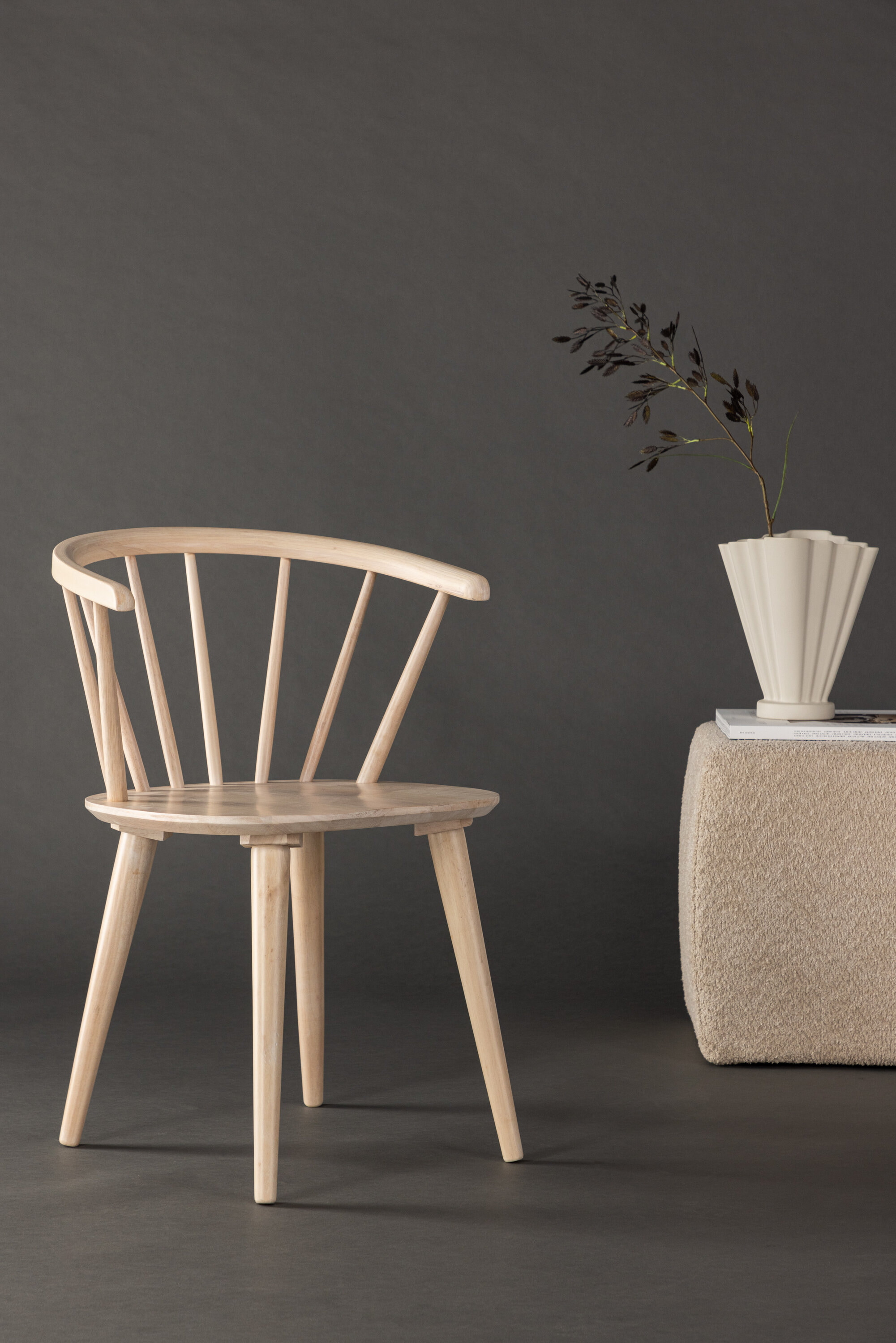 Nohr Eetkamerstoel 'Araseli' Rubberhout, kleur Whitewash