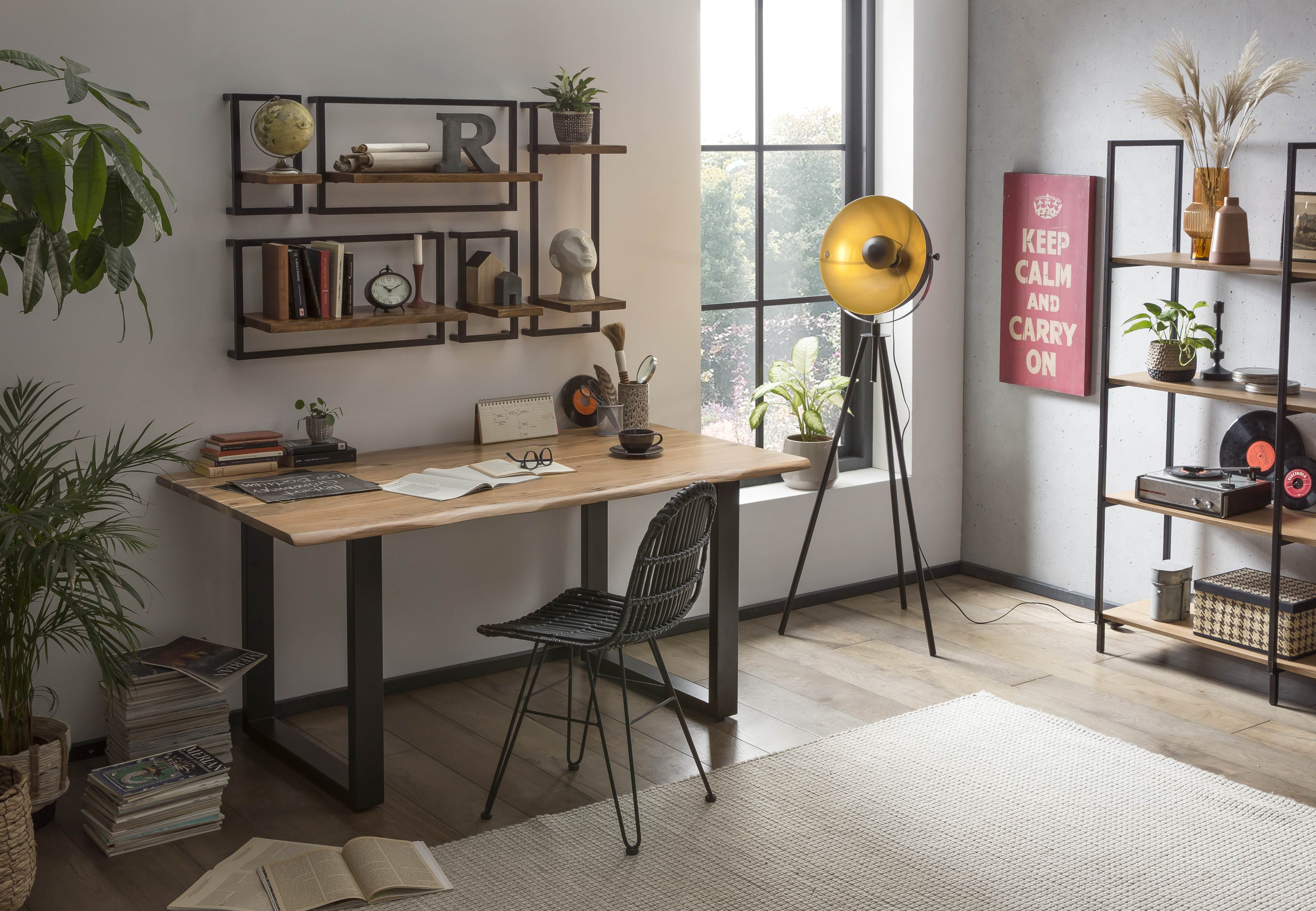 Artistiq Boomstam Eettafel 'Tristina' Acaciahout, 180 x 90cm, kleur Zwart