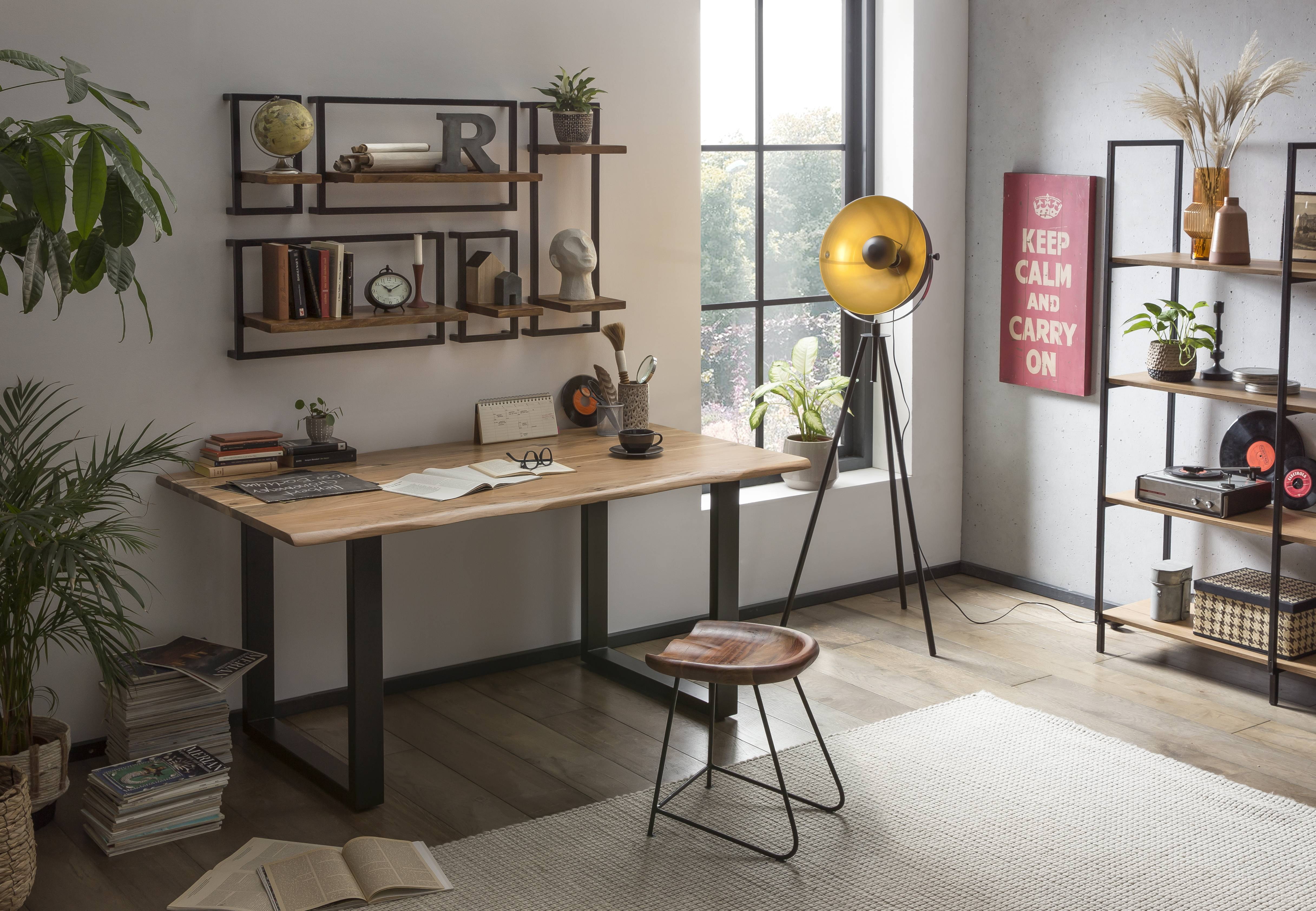 Artistiq Boomstam Eettafel 'Tristina' Acaciahout, 180 x 90cm, kleur Zwart