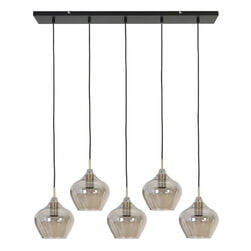 Light & Living Hanglamp 'Rakel' 5-Lamps, kleur Antiek Brons / Smoke