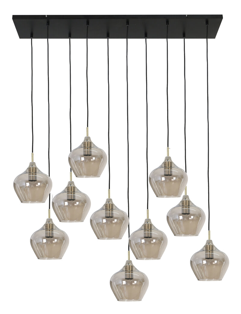 Light & Living Hanglamp 'Rakel' 10-Lamps, kleur Antiek Brons / Smoke