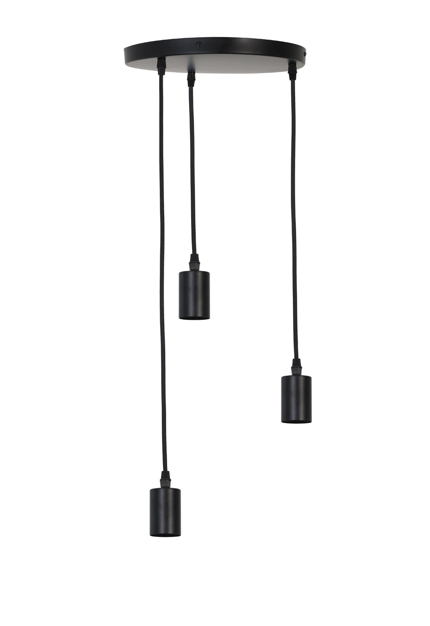 Light & Living Hanglamp 'Brandon' 3-Lamps, kleur Zwart