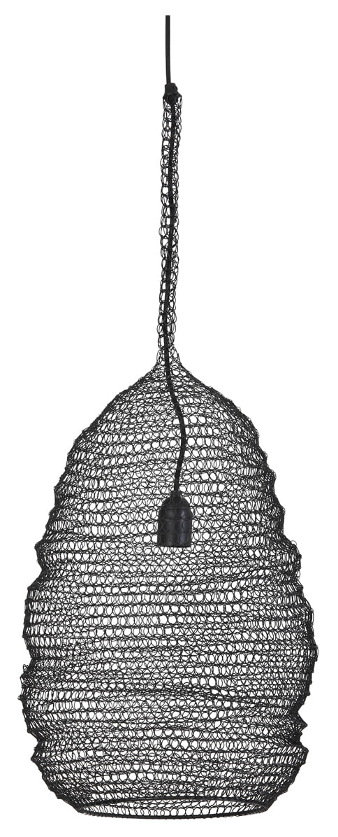 Light & Living Hanglamp 'Ikkin' 31cm, gaas mat zwart