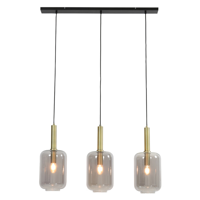 Light & Living Hanglamp 'Lekar' 3-Lamps, Antiek Brons/Smoke