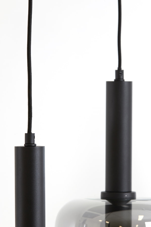Light & Living Hanglamp 'Lekar' 5-Lamps, kleur Mat Zwart / Smoke