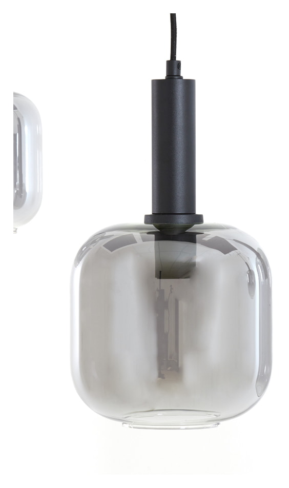 Light & Living Hanglamp 'Lekar' 5-Lamps, kleur Mat Zwart / Smoke