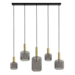 Light & Living Hanglamp 'Lekar' 5-Lamps, Antiek Brons/Smoke