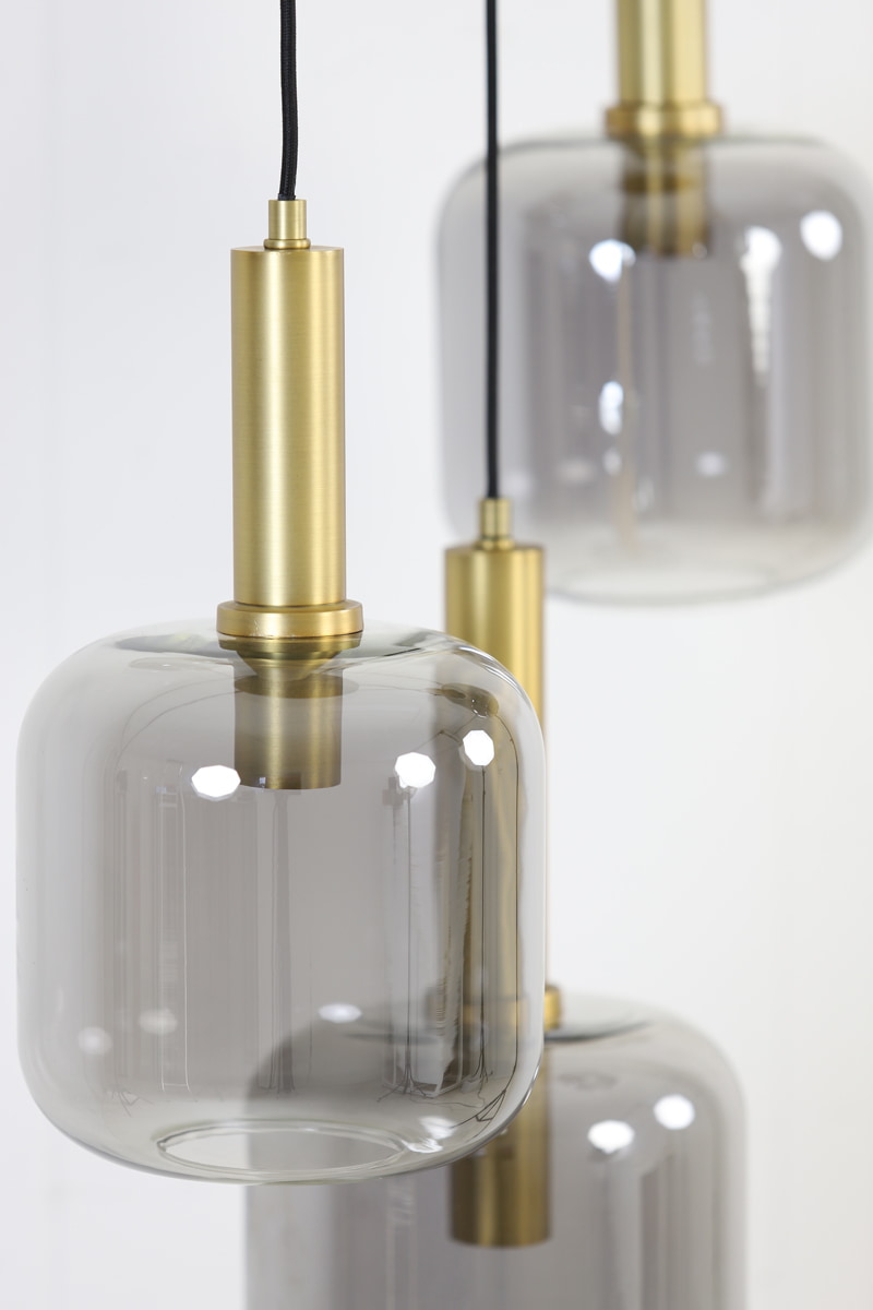 Light & Living Hanglamp 'Lekar' 5-Lamps, kleur Antiek Brons/Smoke
