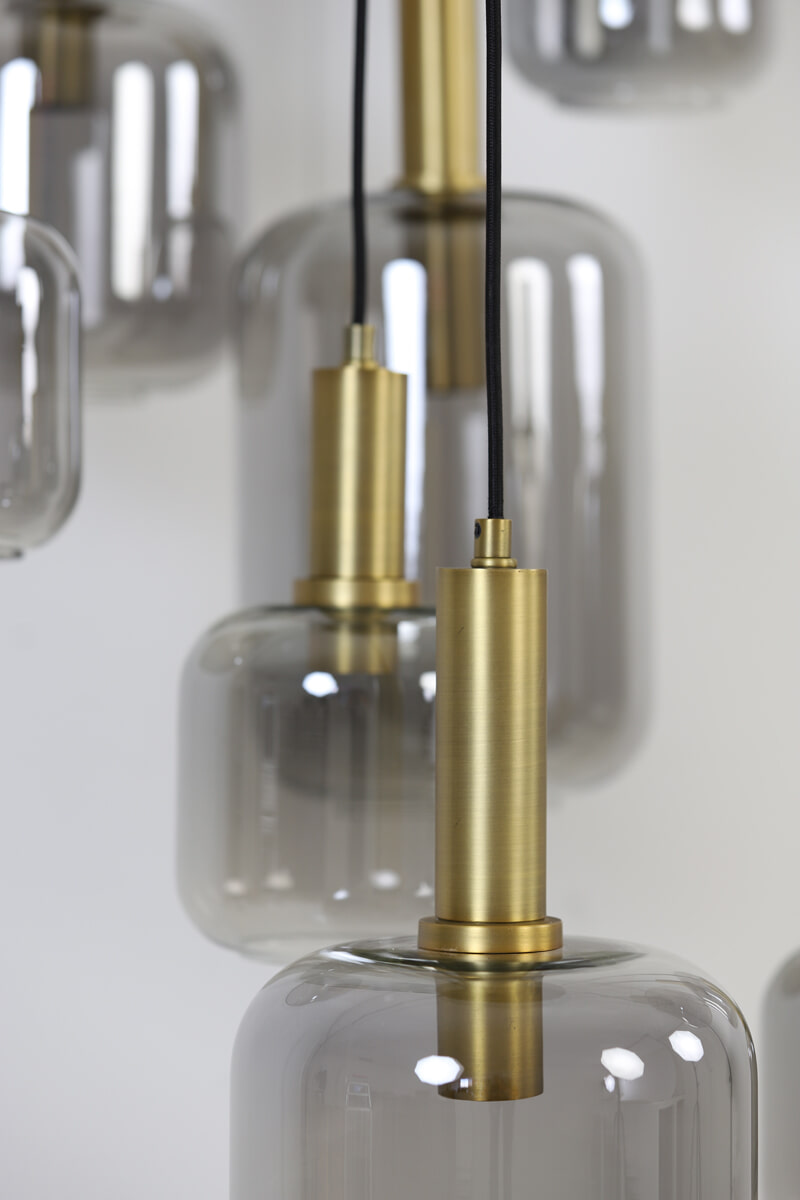 Light & Living Hanglamp 'Lekar' 9-Lamps, kleur Antiek Brons/Smoke