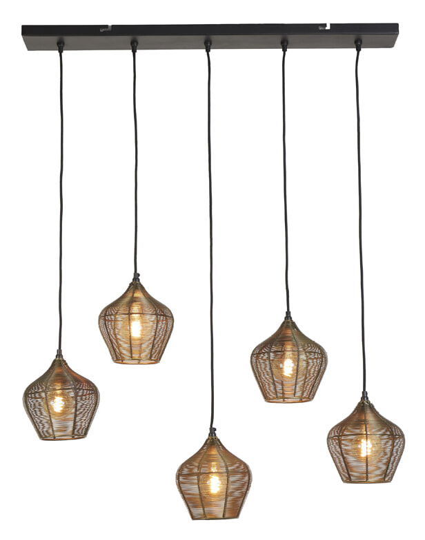 Light & Living Hanglamp 'Alvaro' 5-Lamps, kleur Antiek Brons