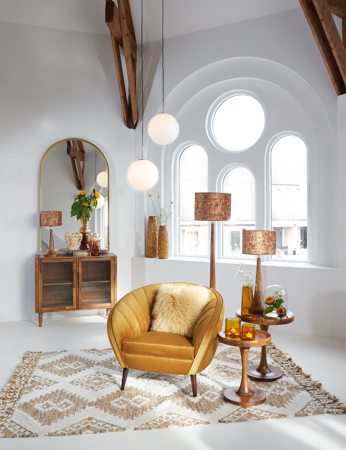 Light & Living Hanglamp 'Medina' 30cm, kleur Antiek Brons/Mat Wit