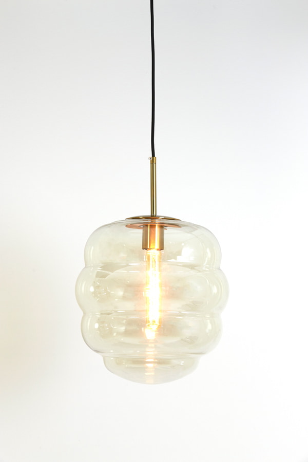 Light & Living Hanglamp 'Misty' 30cm, kleur Amber/Goud