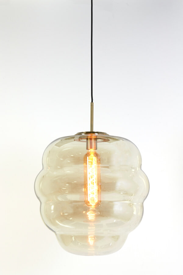 Light & Living Hanglamp 'Misty' 45cm, kleur Amber/Goud
