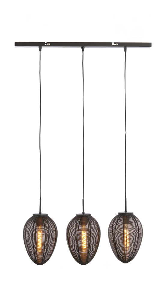 Light & Living Hanglamp Yaelle 3-Lamps - Mat Zwart
