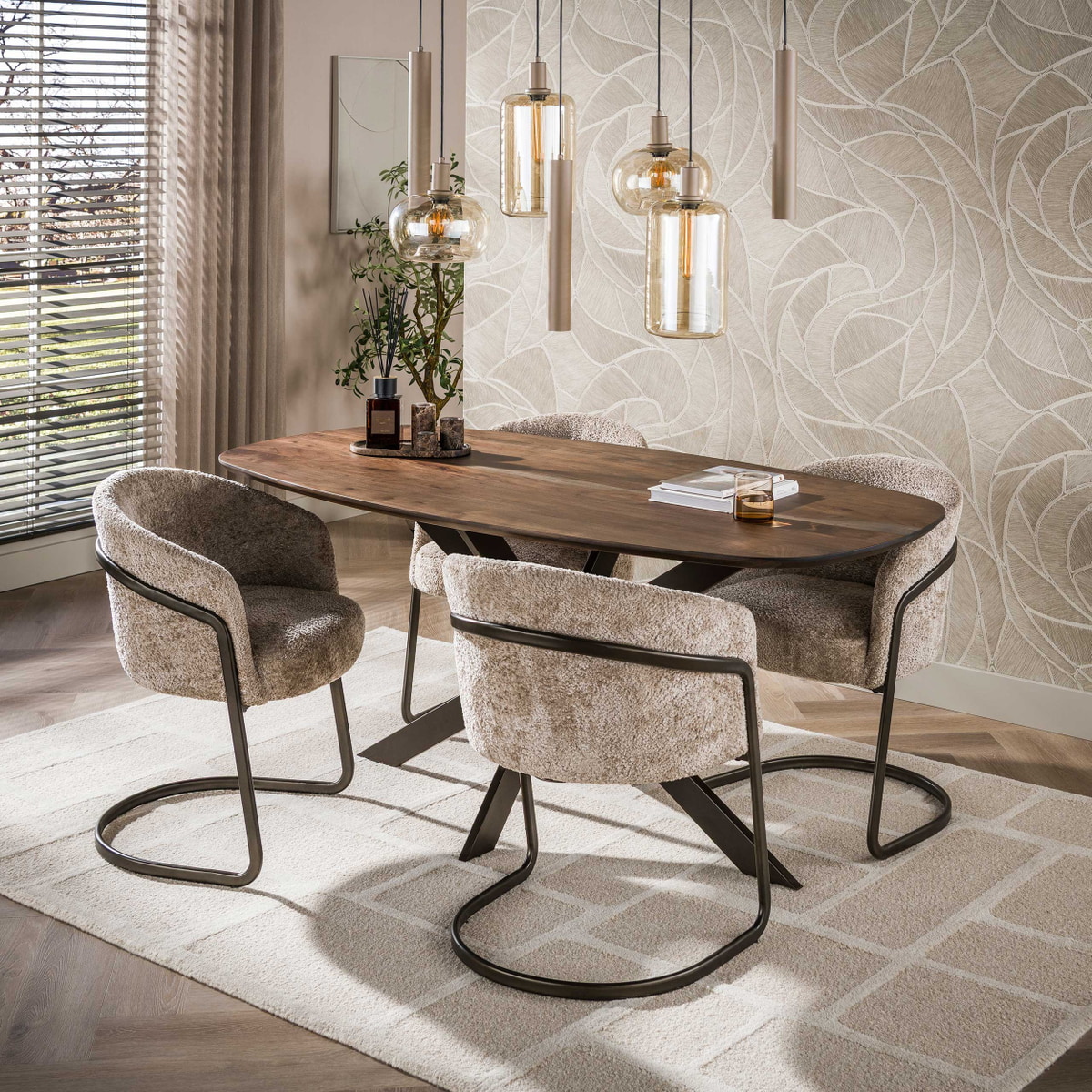 LifestyleFurn Eettafel Imre Deens ovaal, Acaciahout - Bruin • Sohome