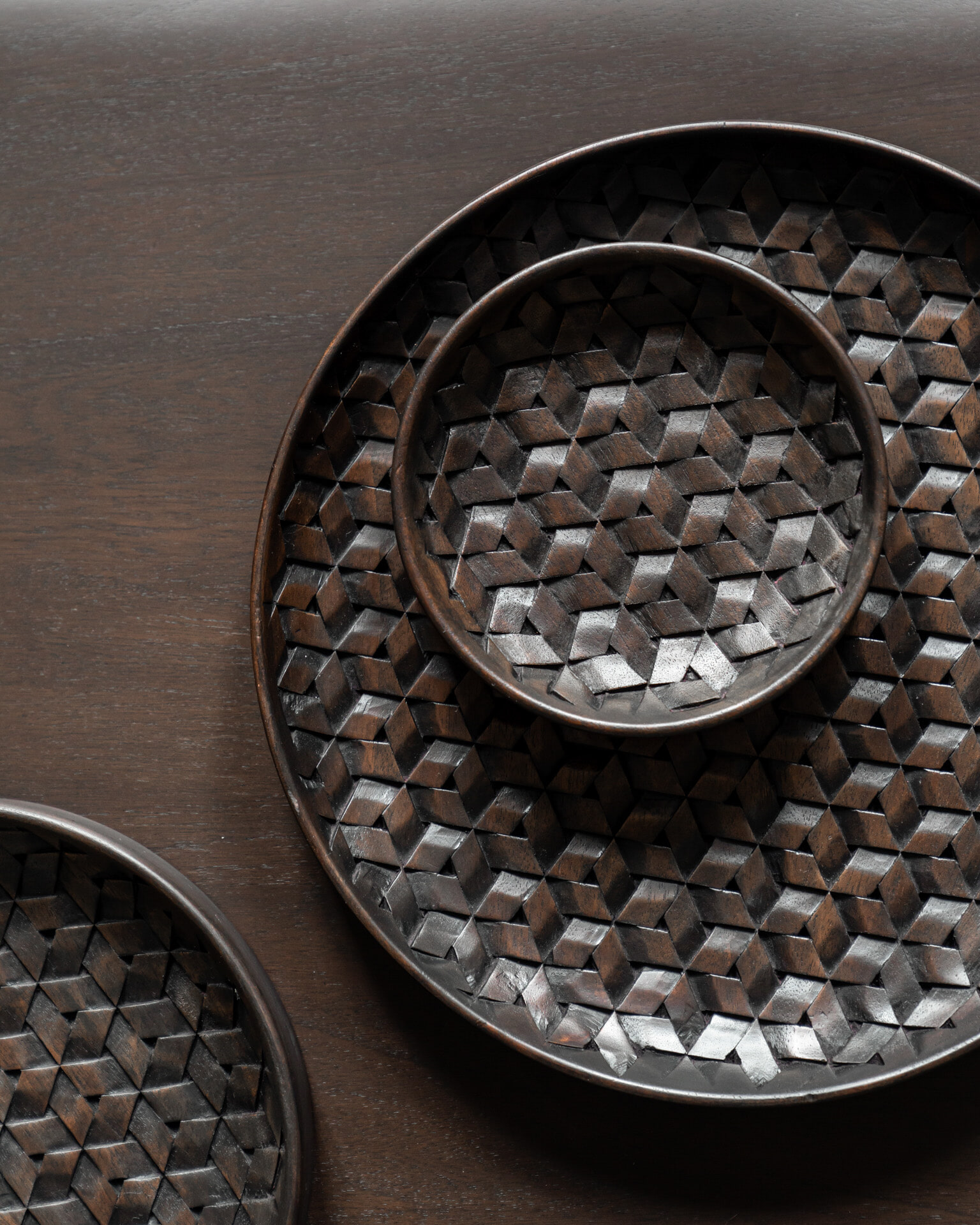 Ethnicraft Schaal 'Tampa' Mahoniehout, Set van 3 stuks