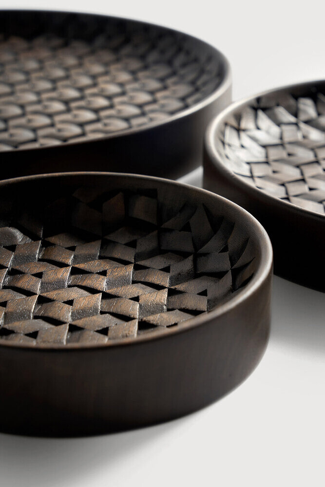 Ethnicraft Schaal 'Tampa' Mahoniehout, Set van 3 stuks