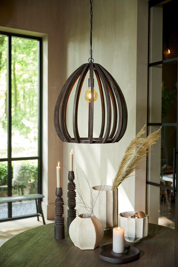Light & Living Hanglamp 'Barsia' Mangohout, 50cm, kleur Donkerbruin