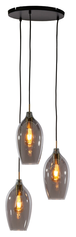 Light & Living Hanglamp 'Lukaro' kleur Smoke/Antiek Brons