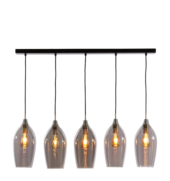 Light & Living Hanglamp Lukaro 5-lamps - Smoke/Antiek Brons