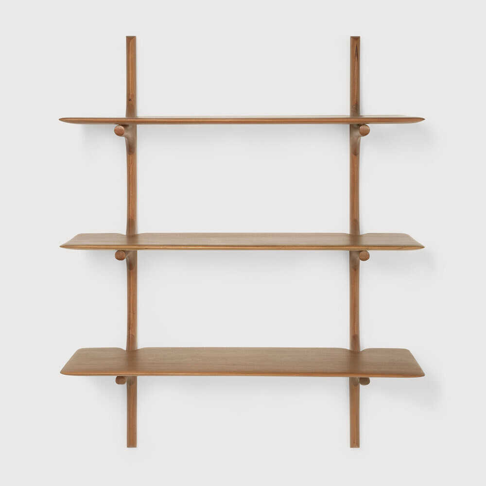 Ethnicraft Wandrek 'PI' Gevernist Mahoniehout, Met 3 planken, kleur Bruin