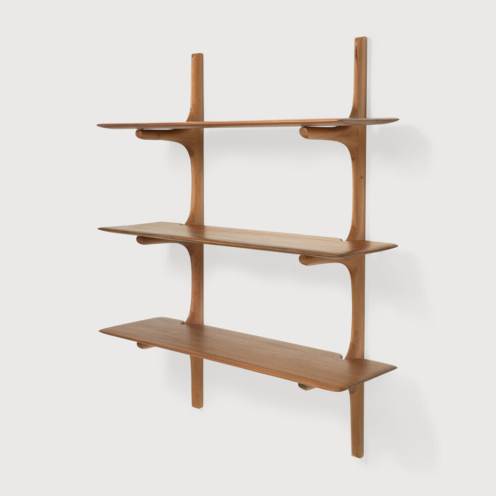 Ethnicraft Wandrek 'PI' Gevernist Mahoniehout, Met 3 planken, kleur Bruin