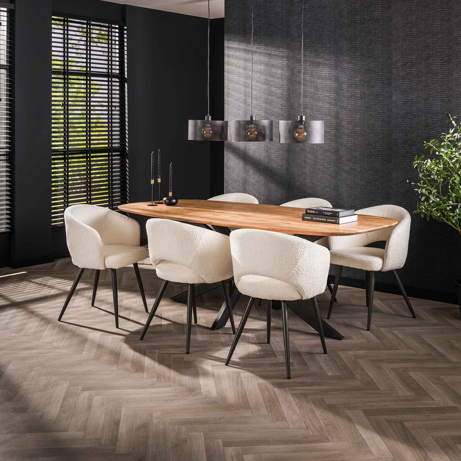 LifestyleFurn Eettafel 'Imre' Deens ovaal, Acaciahout, 215 x 105cm