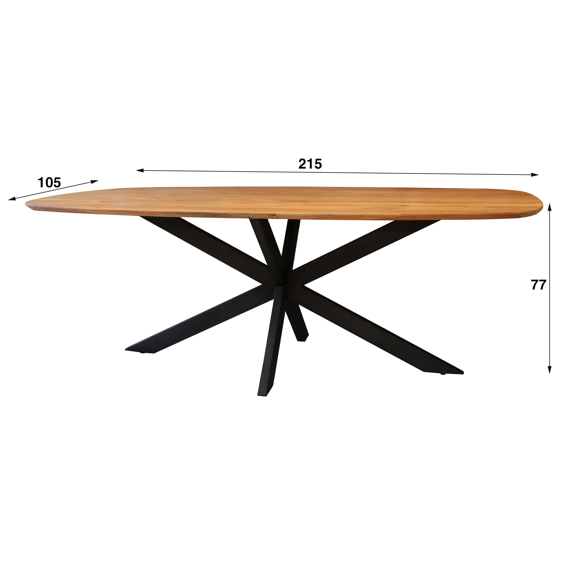 LifestyleFurn Eettafel 'Imre' Deens ovaal, Acaciahout, 215 x 105cm