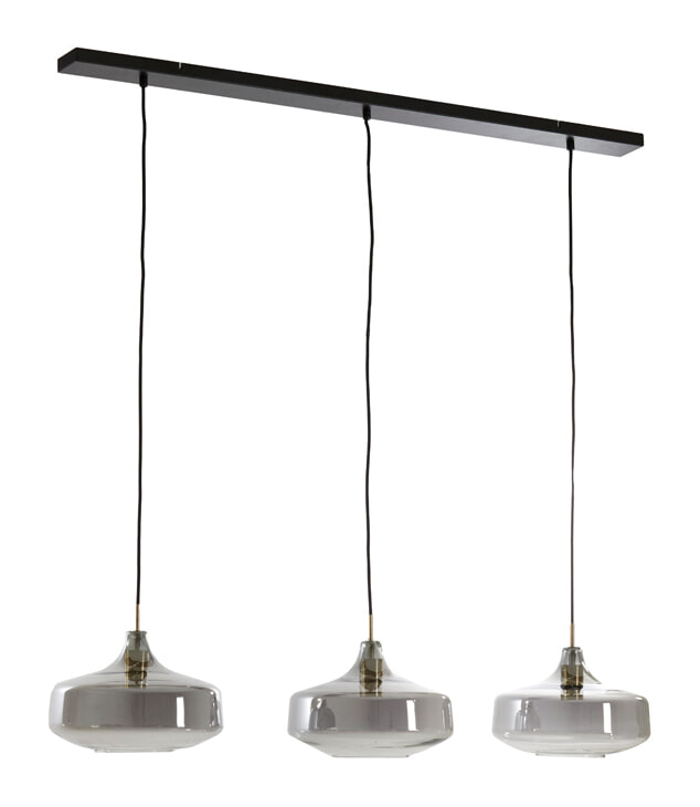 Light & Living Hanglamp 'Solna' 3-Lamps, kleur Smoke/Antiek Brons