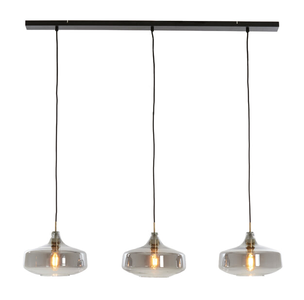 Light & Living Hanglamp 'Solna' 3-Lamps, kleur Smoke/Antiek Brons