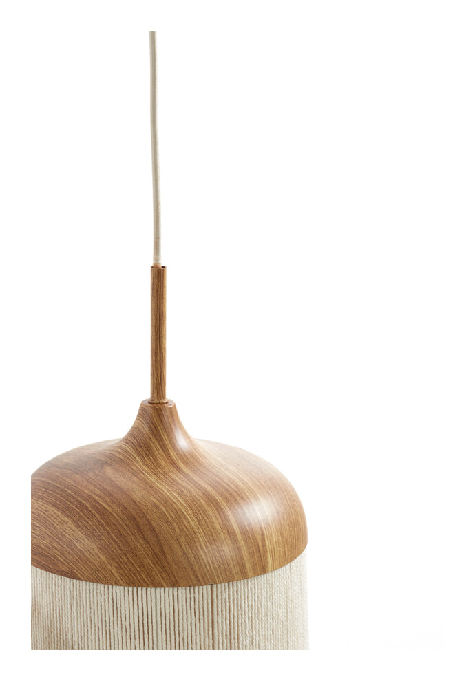 Light & Living Hanglamp 'Dania' Houtlook en touw, 3-lamps, kleur Licht hout