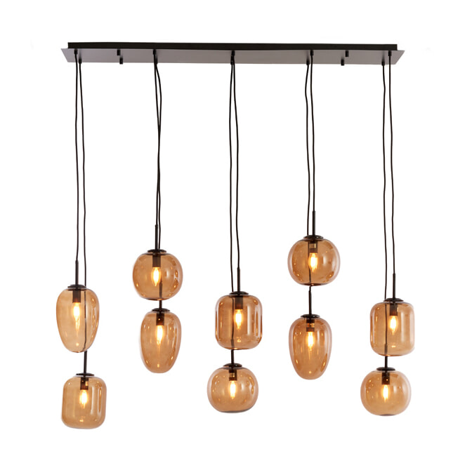 Light & Living Hanglamp Mezza Glas, 10-lamps - Bruin