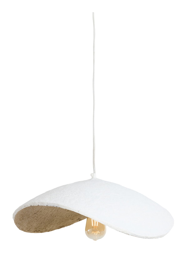 Light & Living Hanglamp 'Lonia' Papier Maché, 53cm, kleur Crème/Antiek Brons