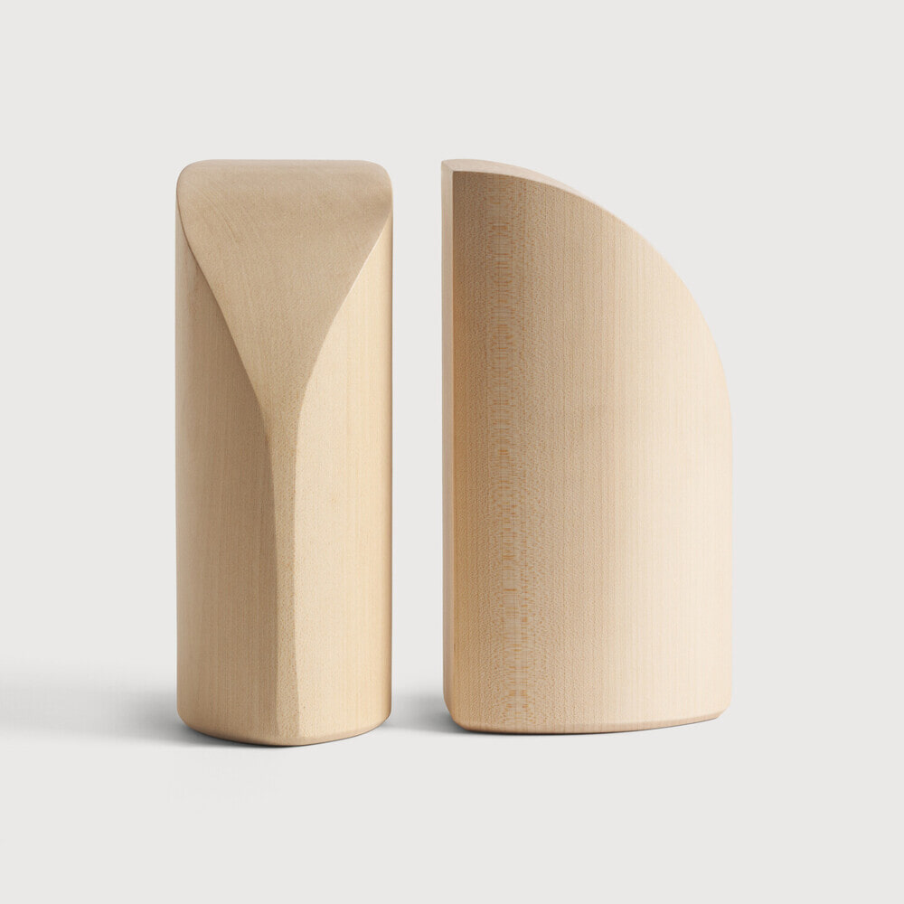 Ethnicraft Boekenstandaard 'PI' Plataanhout, Set van 2 stuks, kleur Naturel