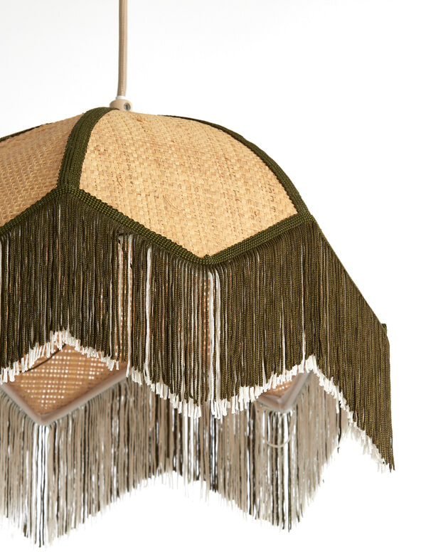 Light & Living Hanglamp 'Sulina' Raffia, 35cm, kleur Naturel/Groen
