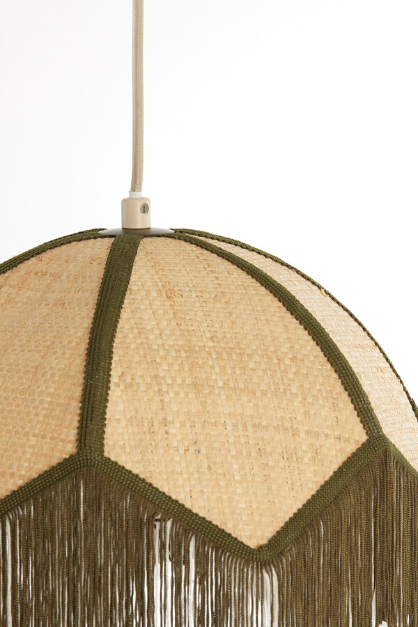 Light & Living Hanglamp 'Sulina' Raffia, 35cm, kleur Naturel/Groen