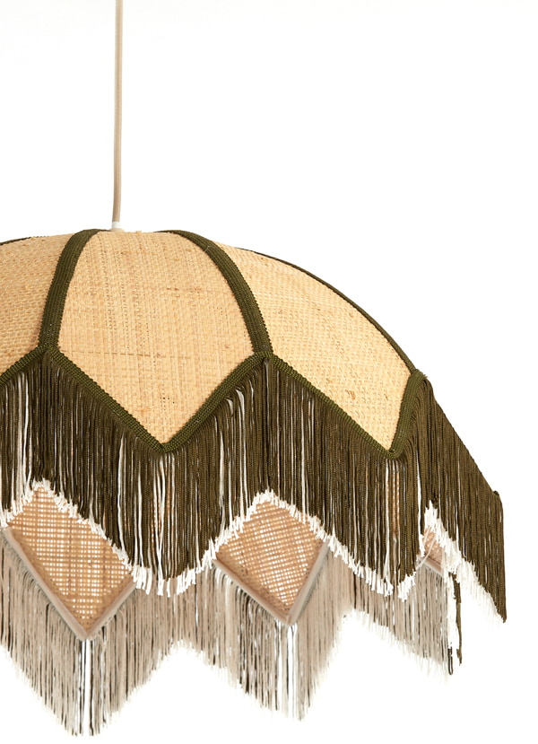 Light & Living Hanglamp 'Sulina' Raffia, 55cm, kleur Naturel/Groen