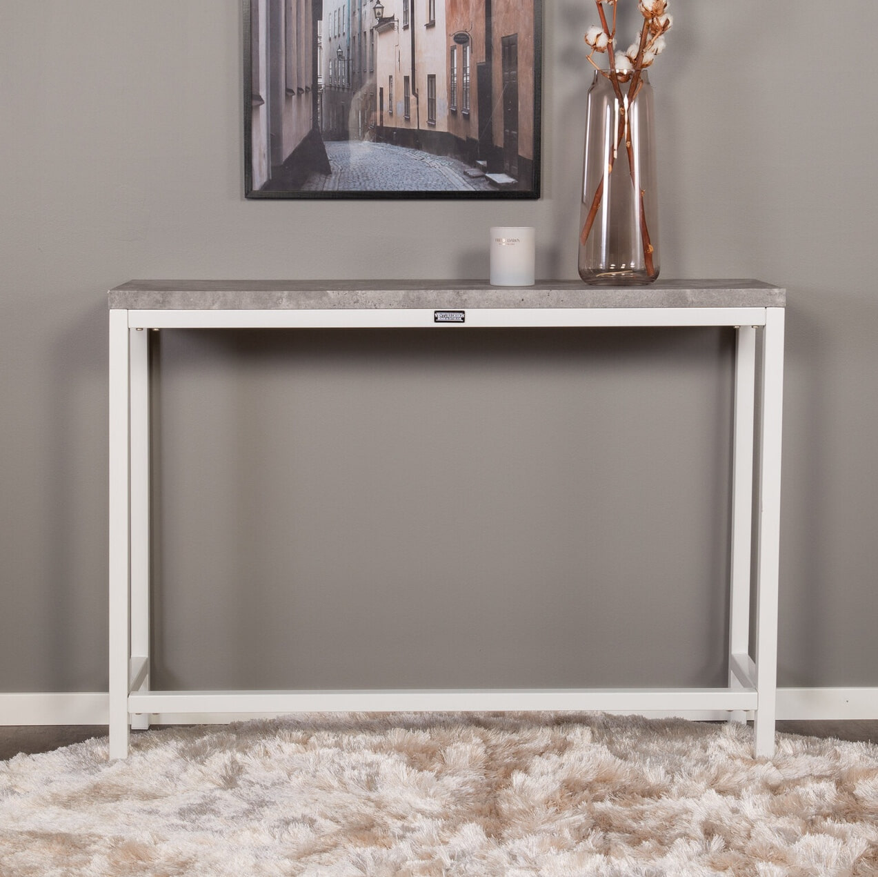 Nohr Sidetable 'Ram' 110cm, kleur Betonlook/Wit