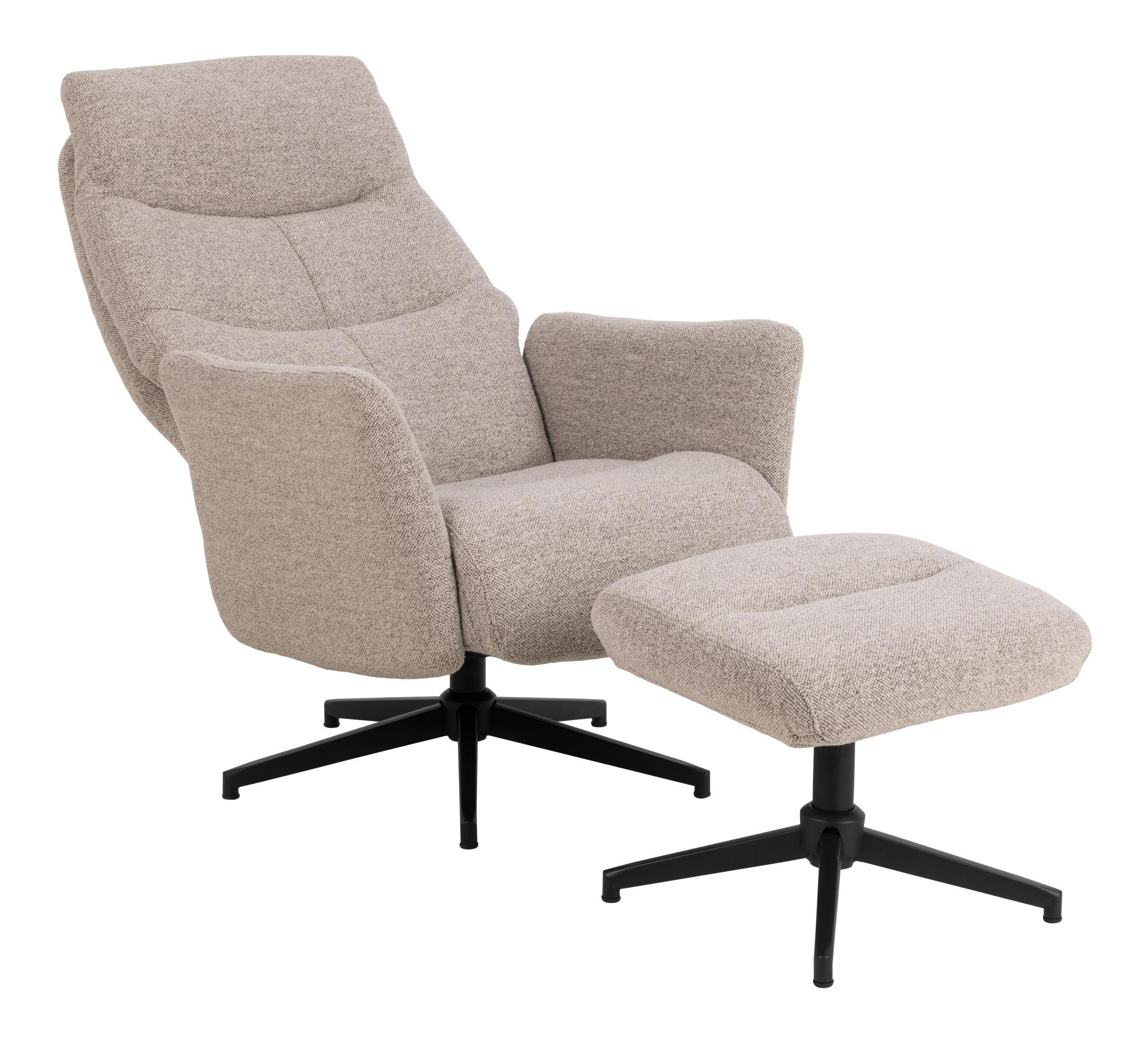 Bendt Relaxfauteuil 'Talisha' Met voetenbank, Bouclé, kleur Beige