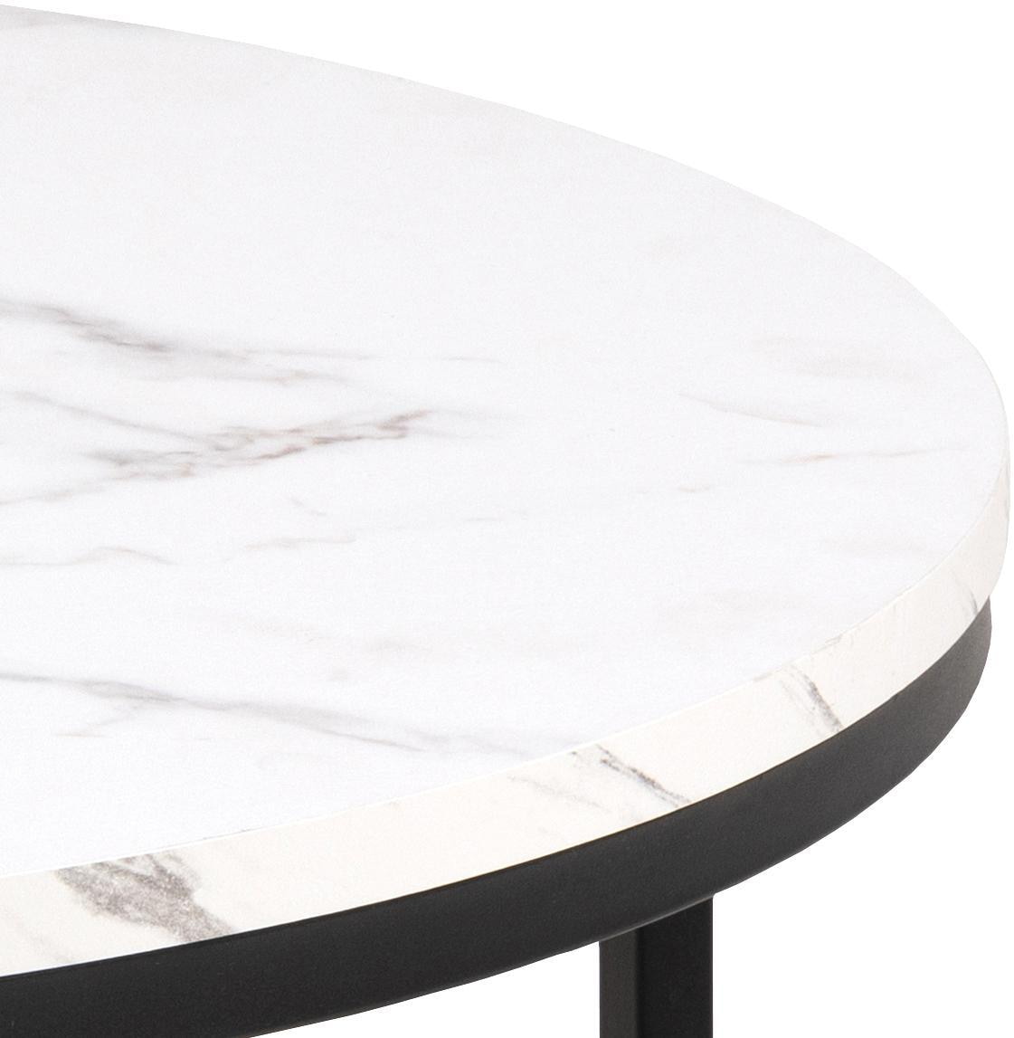 Bendt Ronde Salontafel 'Flemming' 80cm Marmerlook , kleur wit