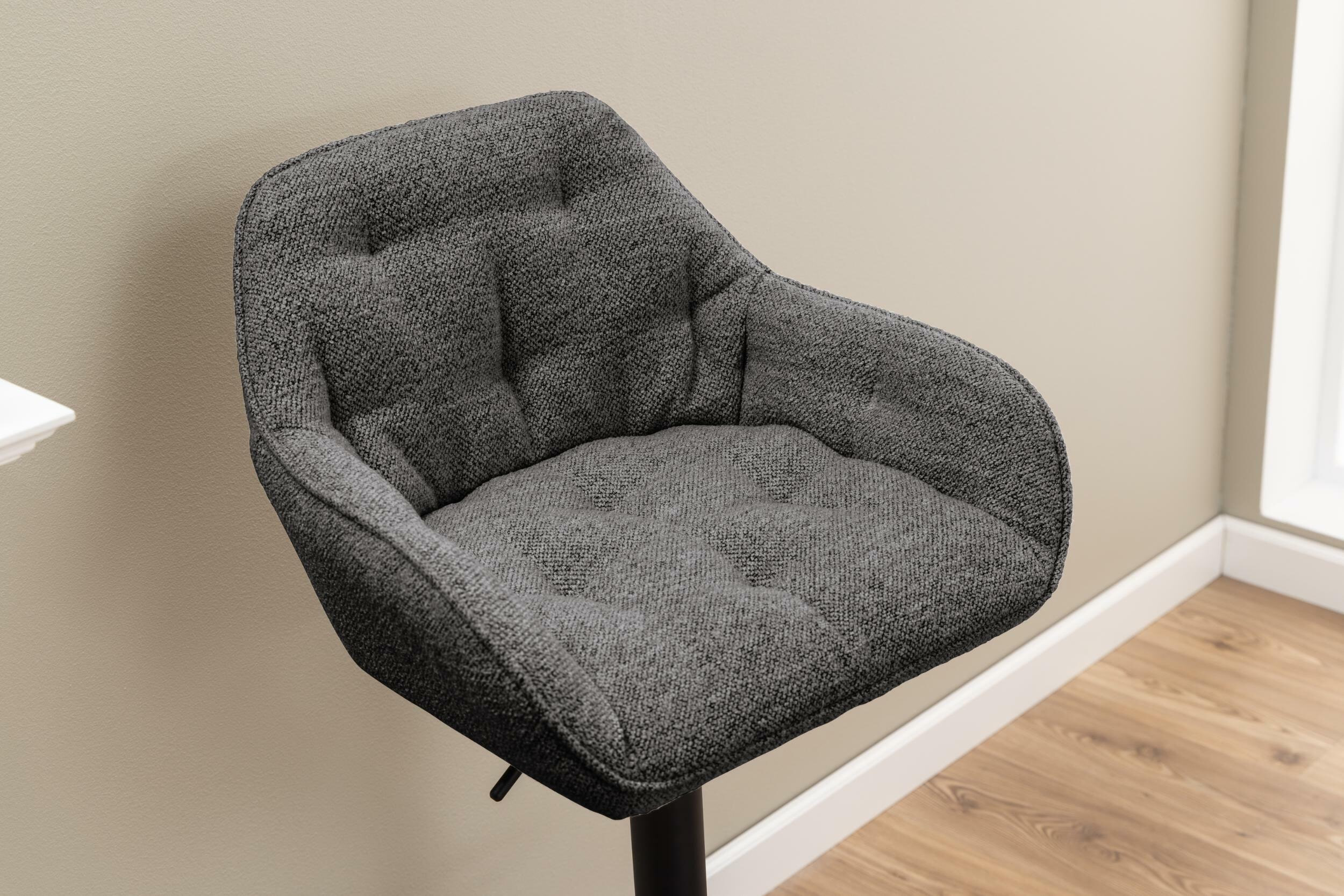 Bendt Draaibare Barkruk 'Loren' Bouclé, kleur Antraciet (zithoogte 63-84cm)