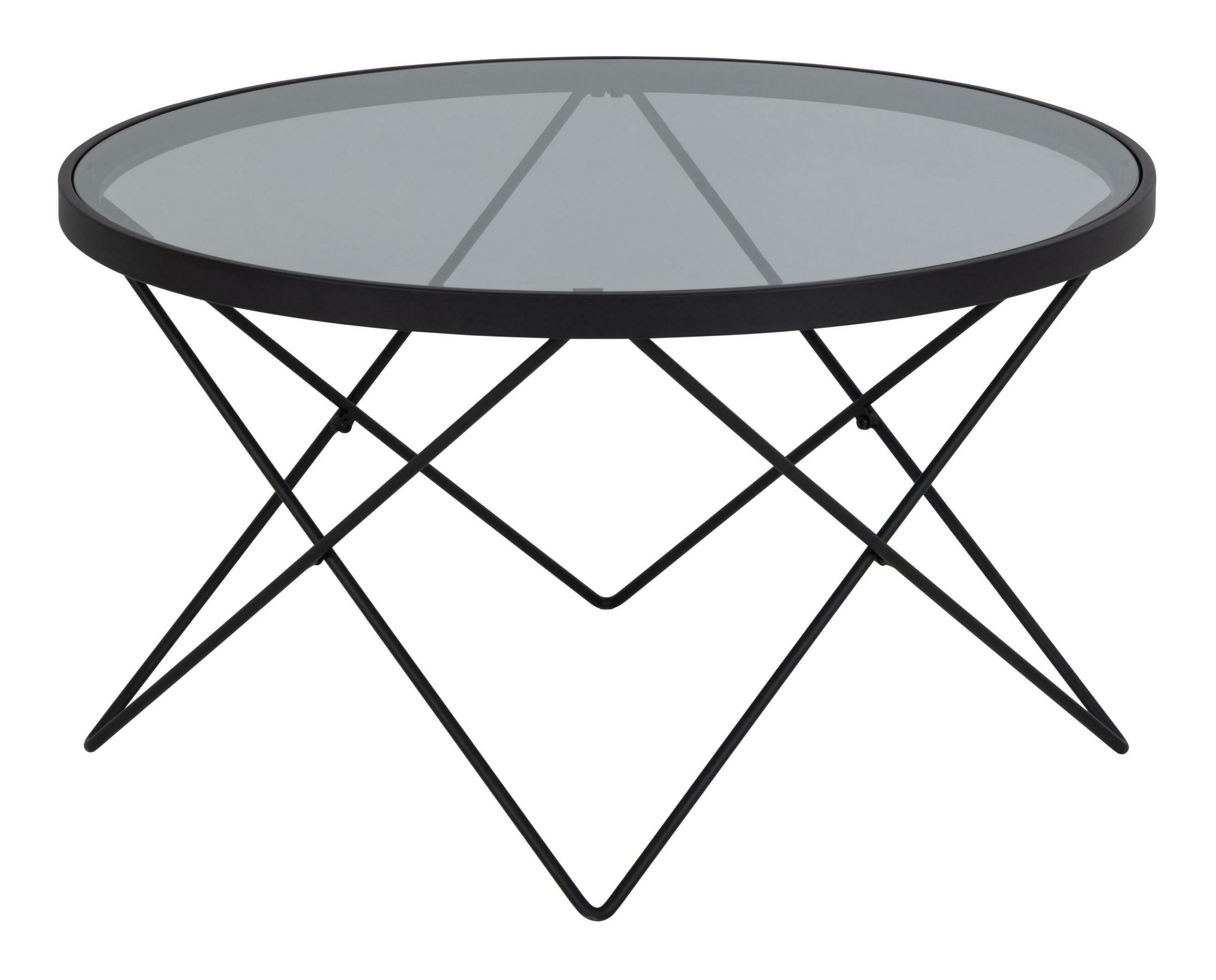 Bendt Ronde Salontafel 'Kira' Glas 80cm, kleur zwart