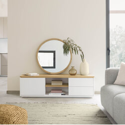 Kave Home TV-meubel 'Abilen' Eiken, 150 x 44cm, kleur Wit
