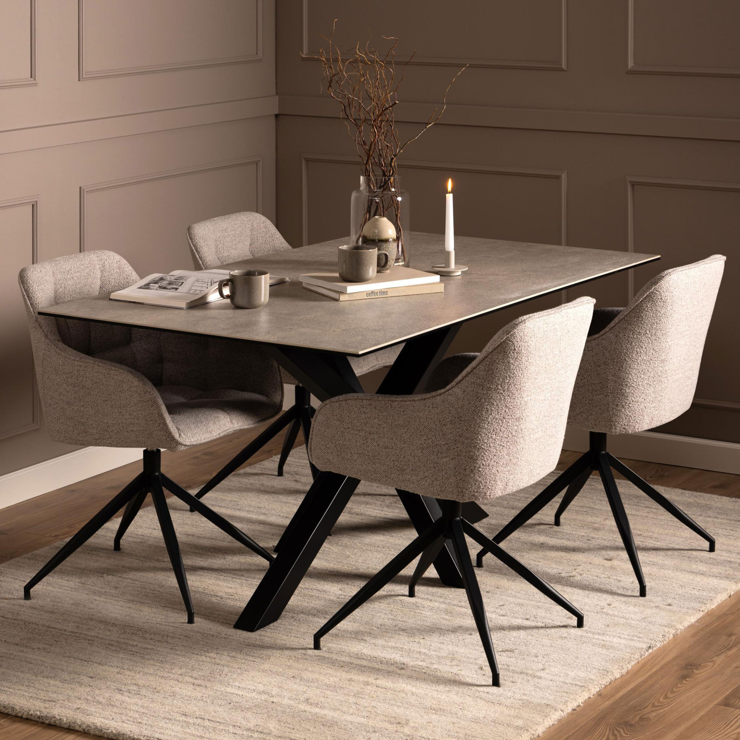 Bendt Eettafel Line Keramiek, 160 x 90cm - Grijs