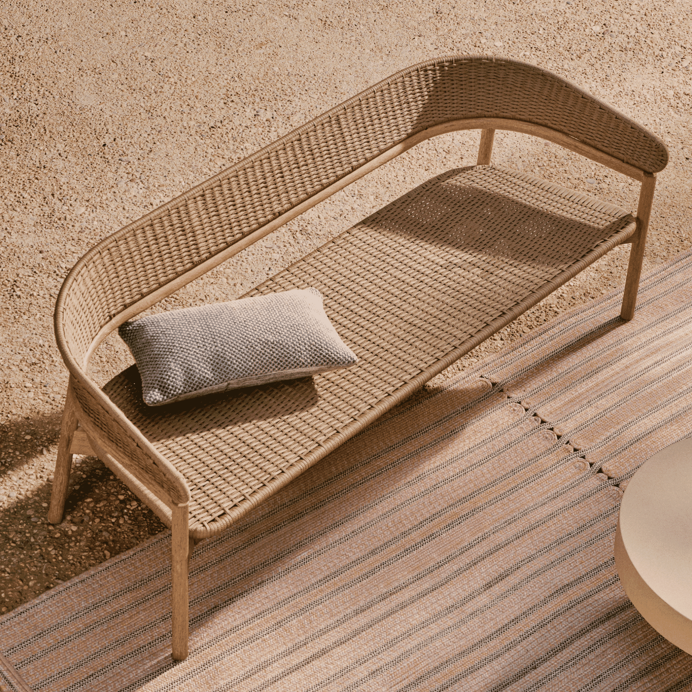 Kave Home 3-zits Tuinbank Arinella Acaciahout en geweven touw - Beige