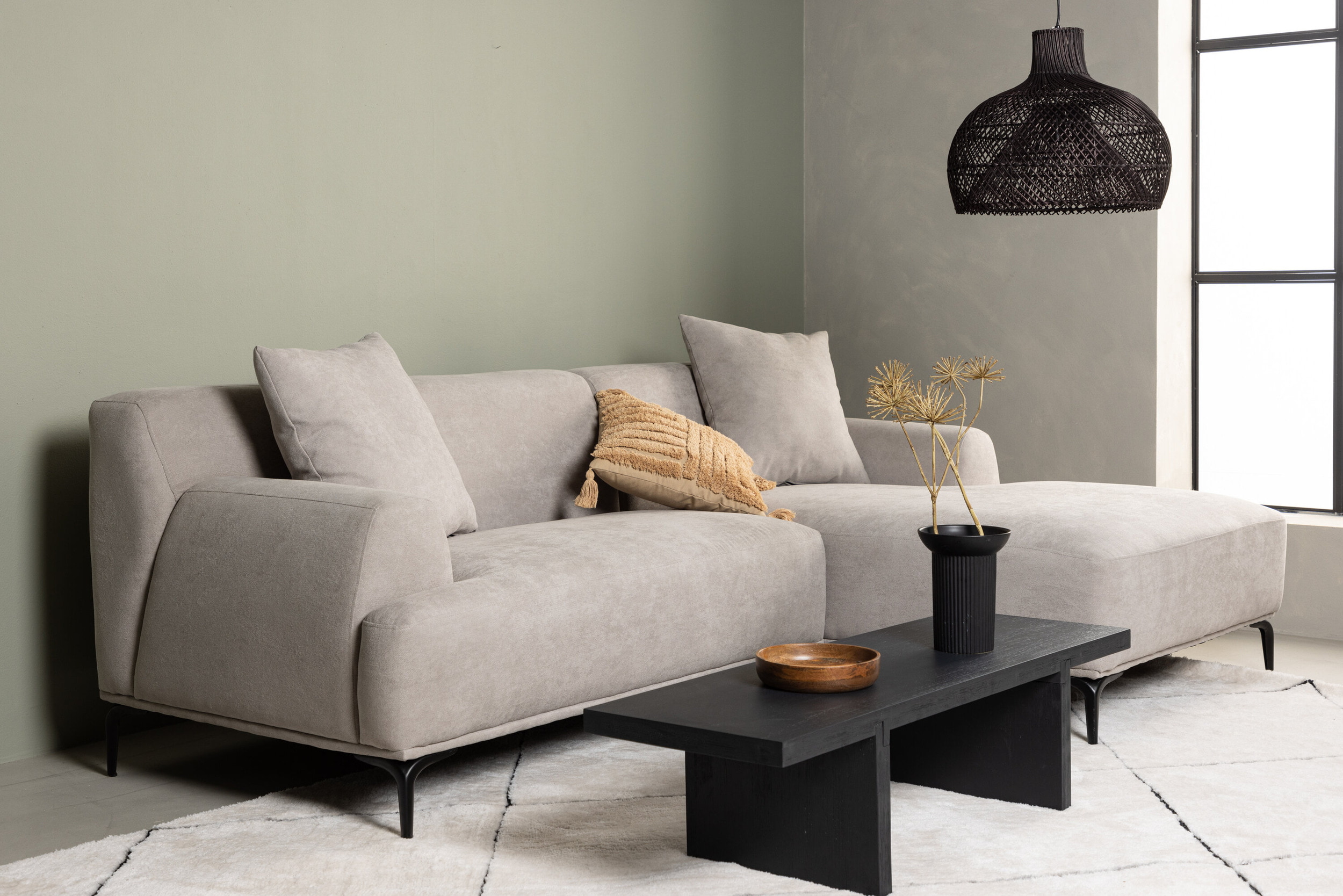 Nohr 3-zits Loungebank 'Tacora' Rechts, 242cm, kleur Lichtgrijs