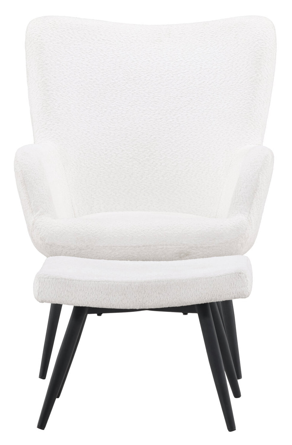 Nohr Fauteuil 'Shaguana' Met voetenbank, Bouclé, kleur Wit