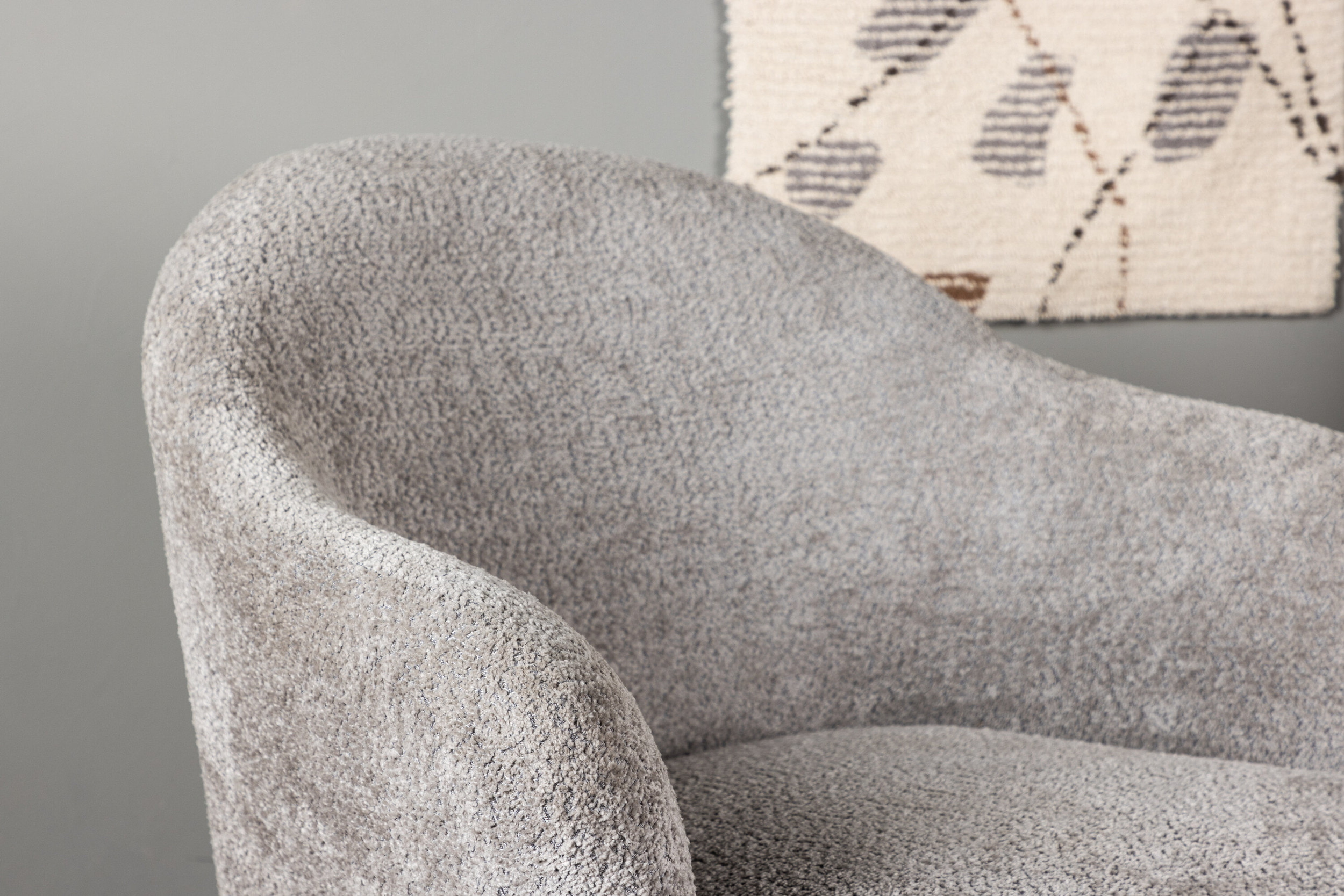 Nohr Fauteuil 'Sharise' Bouclé, kleur Lichtgrijs