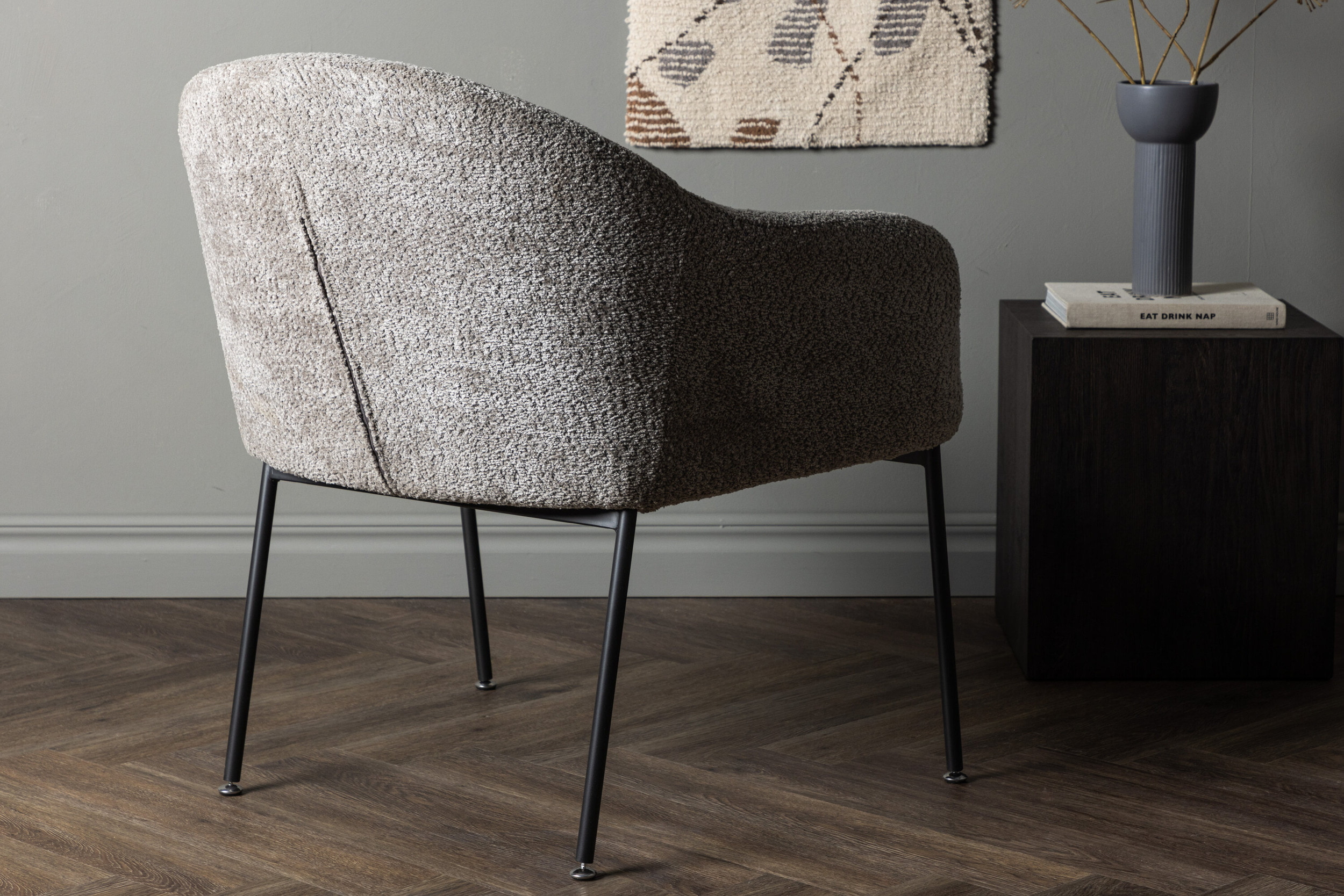 Nohr Fauteuil 'Sharise' Bouclé, kleur Lichtgrijs