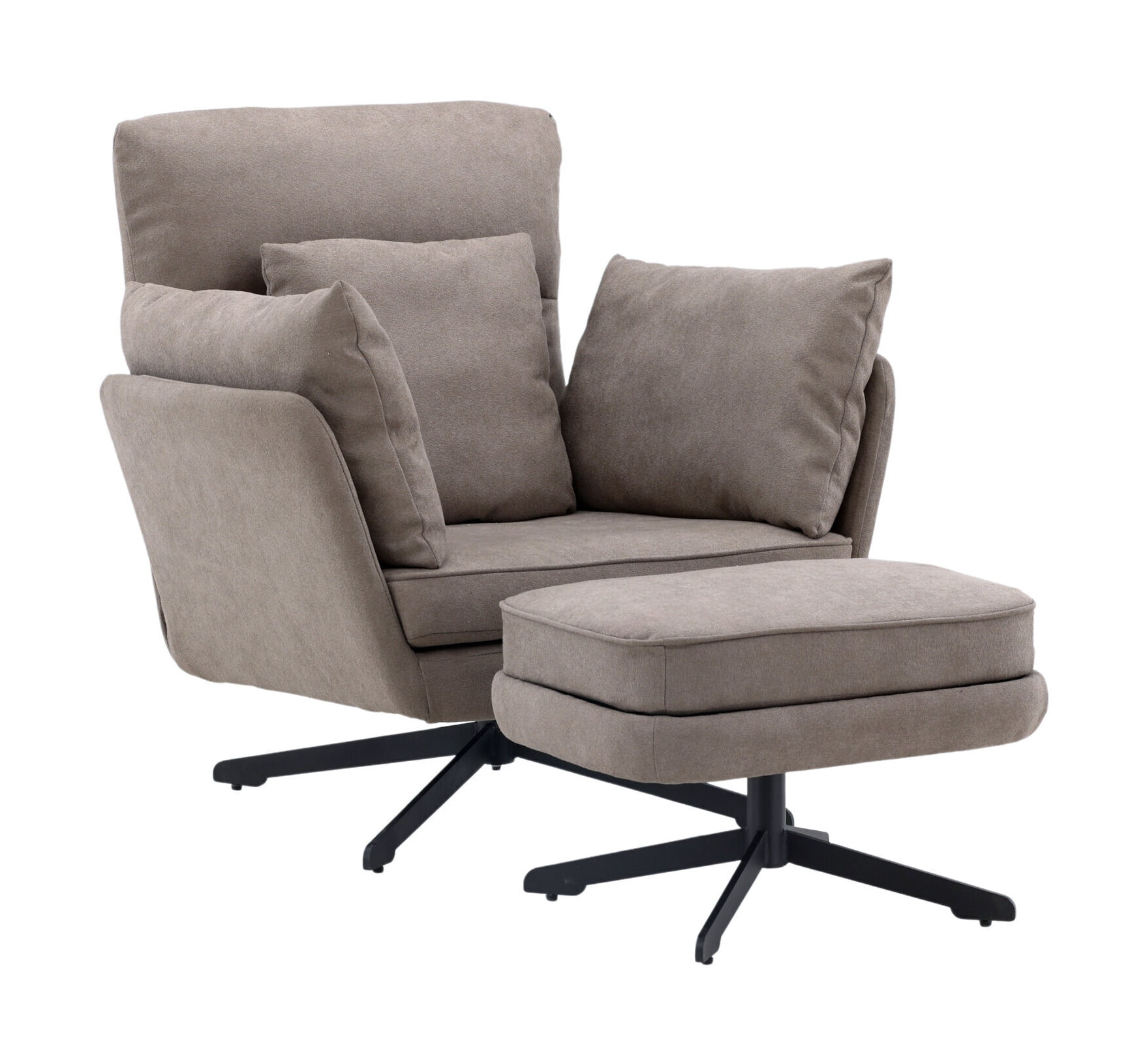 Nohr Fauteuil 'Crystie' Met voetenbank, Bouclé, kleur Grijs
